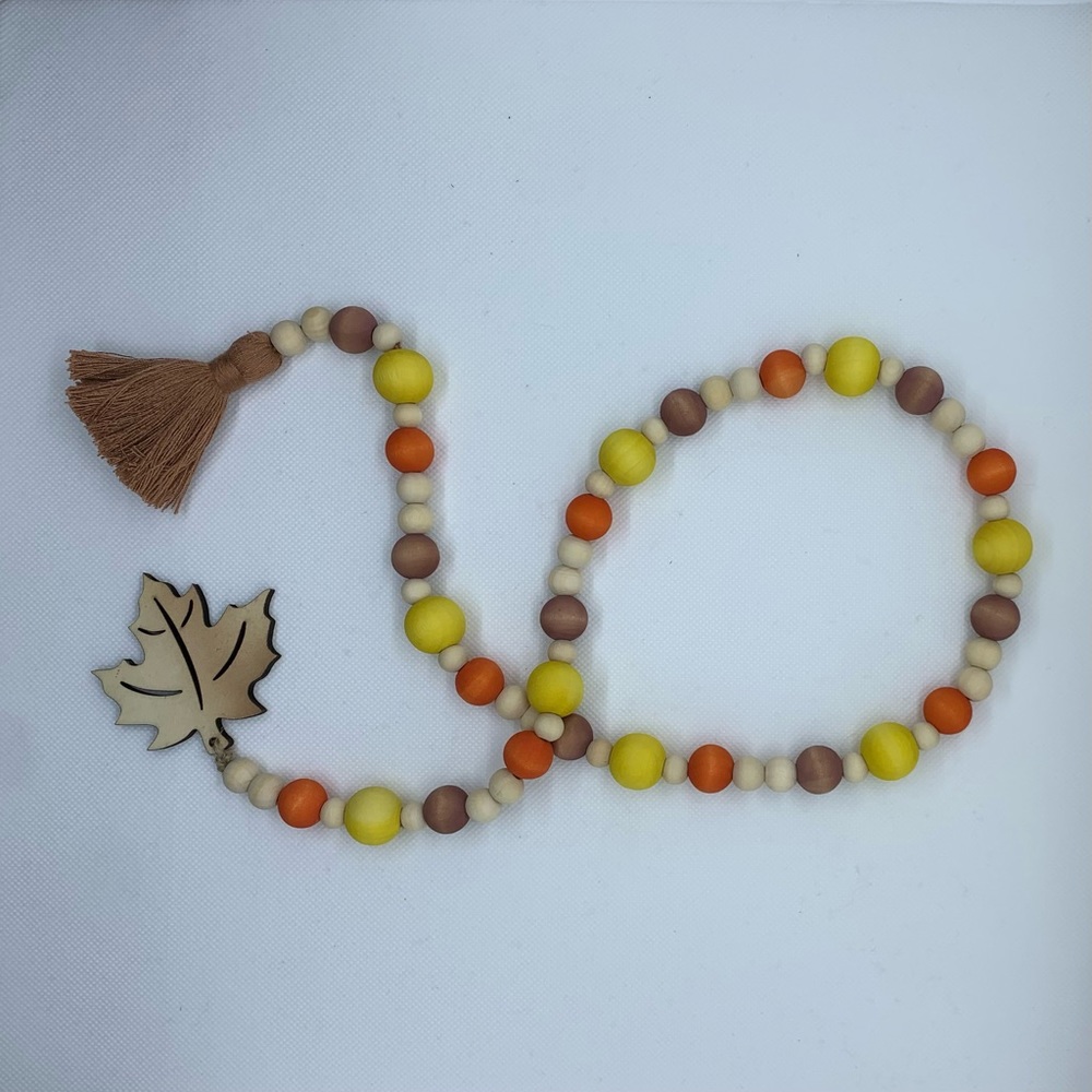 Farmhouse Style Wooden Bead Garland - Fall Tiered Tray Accent Decor